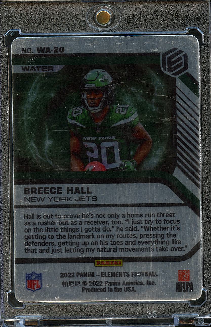 Breece Hall 2022 Elements Water SSP CASE HIT RC Rookie Metal Card New York Jets
