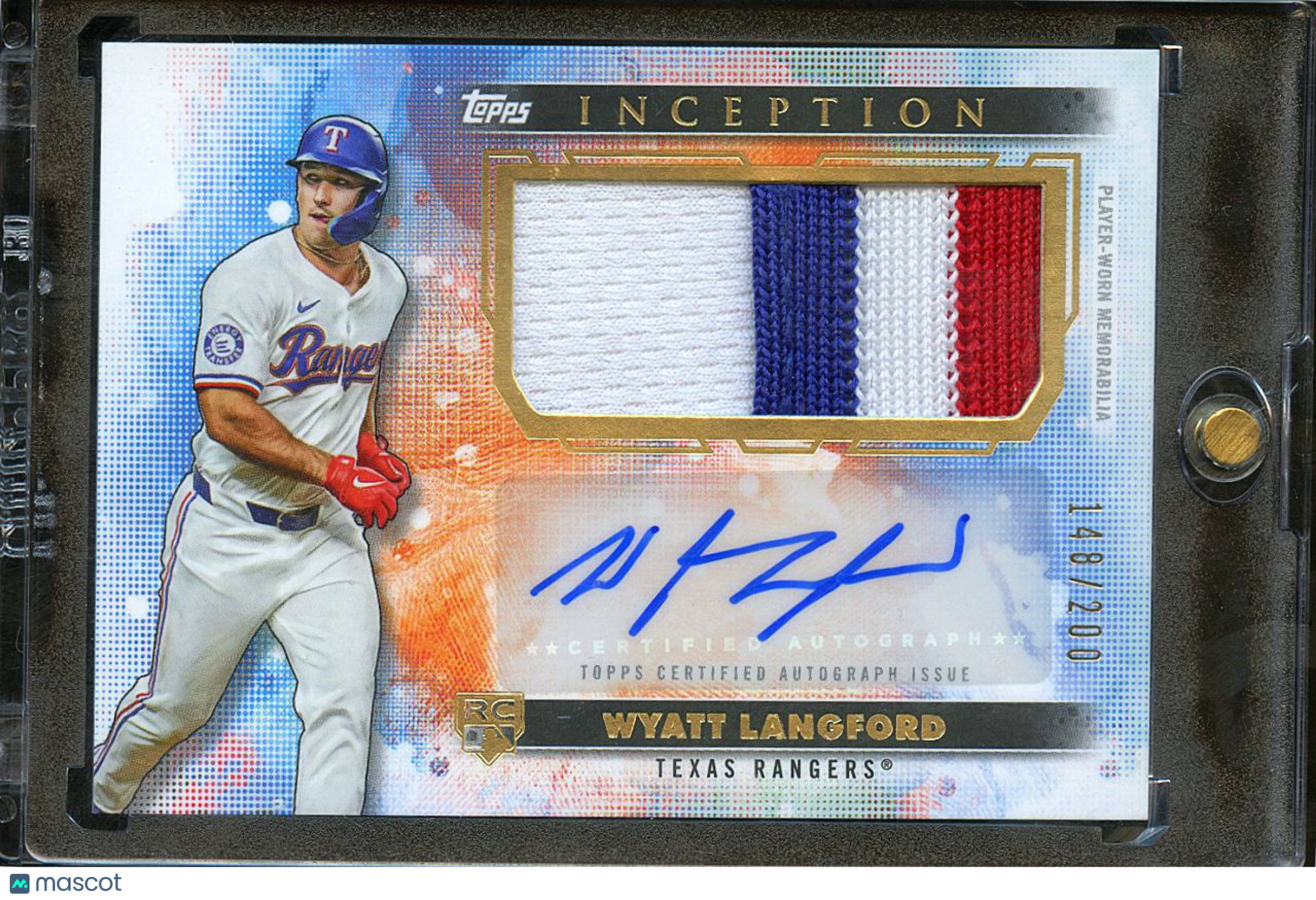 Wyatt Langford 2024 Topps Inception Auto Autograph Patch RC 148/200 Rangers