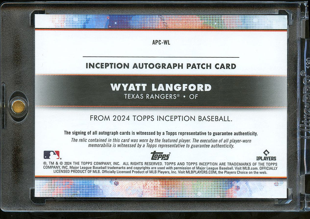 Wyatt Langford 2024 Topps Inception Auto Autograph Patch RC 148/200 Rangers