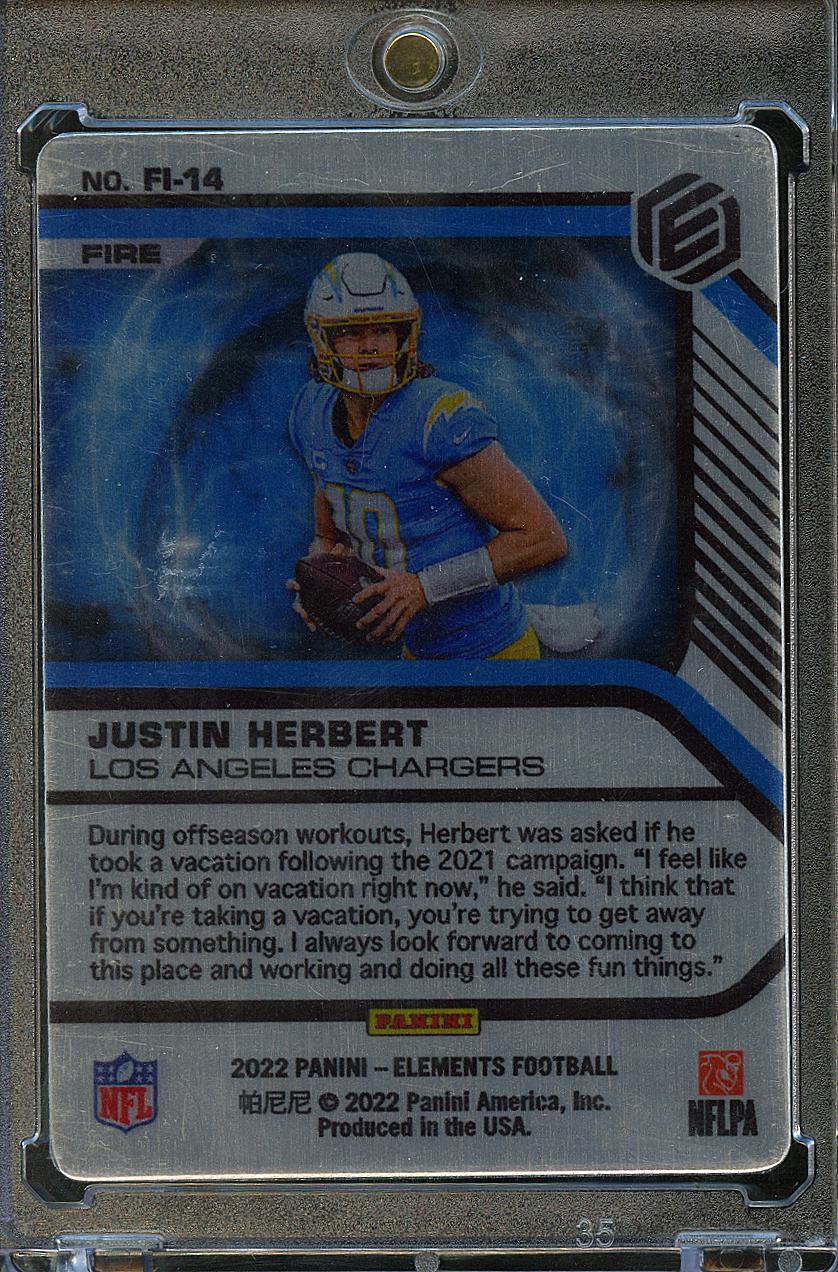 Justin Herbert 2022 Elements Fire SSP CASE HIT Metal Card Los Angeles Chargers