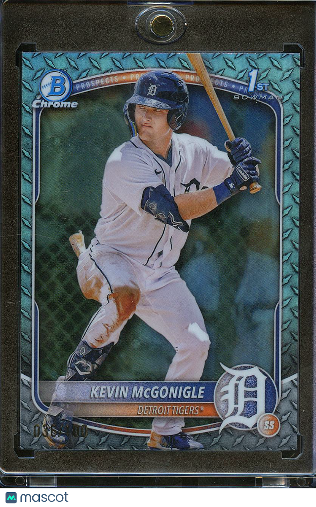 Kevin McGonigle 2025 Bowman Chrome 1st Steel Metal Refractor RC 86/100 Tigers
