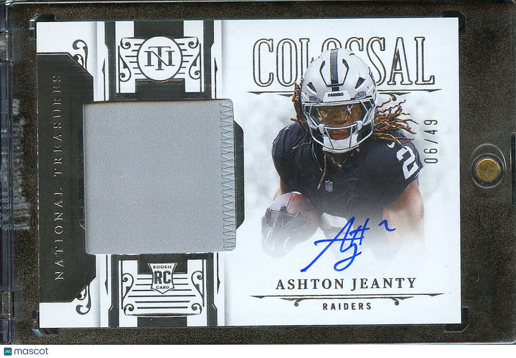 Ashton Jeanty 2025 National Treasures Auto Autograph Patch Rookie 6/49 Raiders