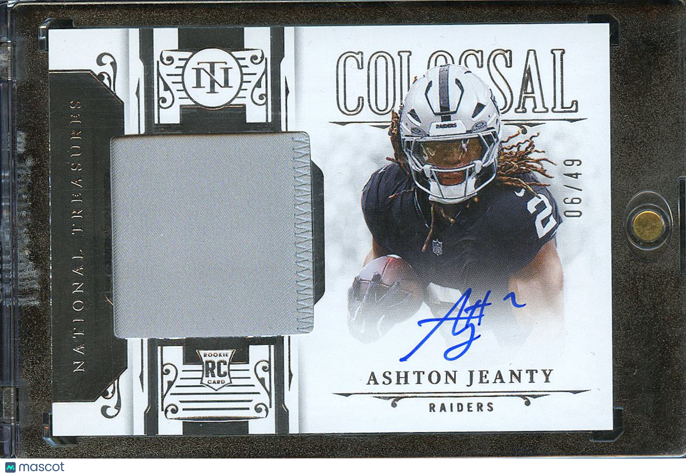 Ashton Jeanty 2025 National Treasures Auto Autograph Patch Rookie 6/49 Raiders