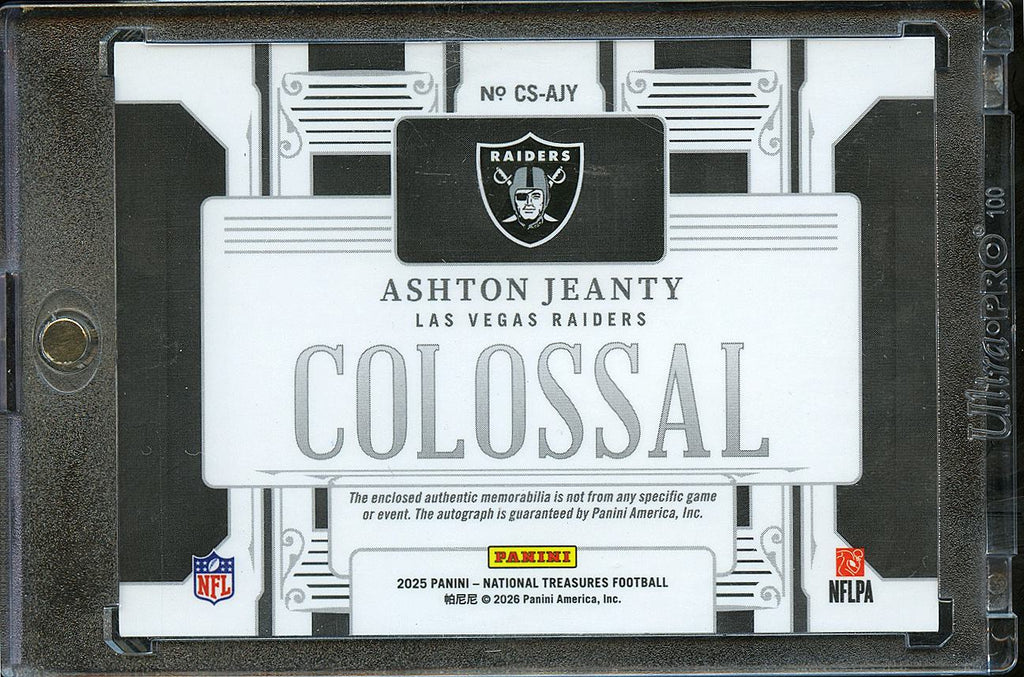 Ashton Jeanty 2025 National Treasures Auto Autograph Patch Rookie 6/49 Raiders