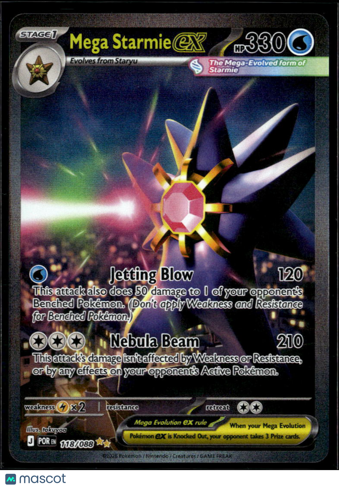 Mega Starmie EX 2026 Mega Evolution Ascended Heroes Holo Secret Rare SAR #118/88