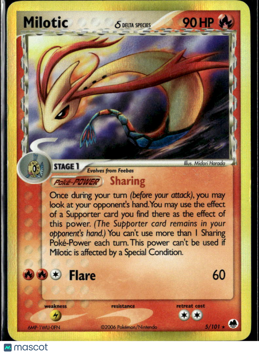 LP Milotic 2006 EX Dragon Frontiers Holo Rare #5/101