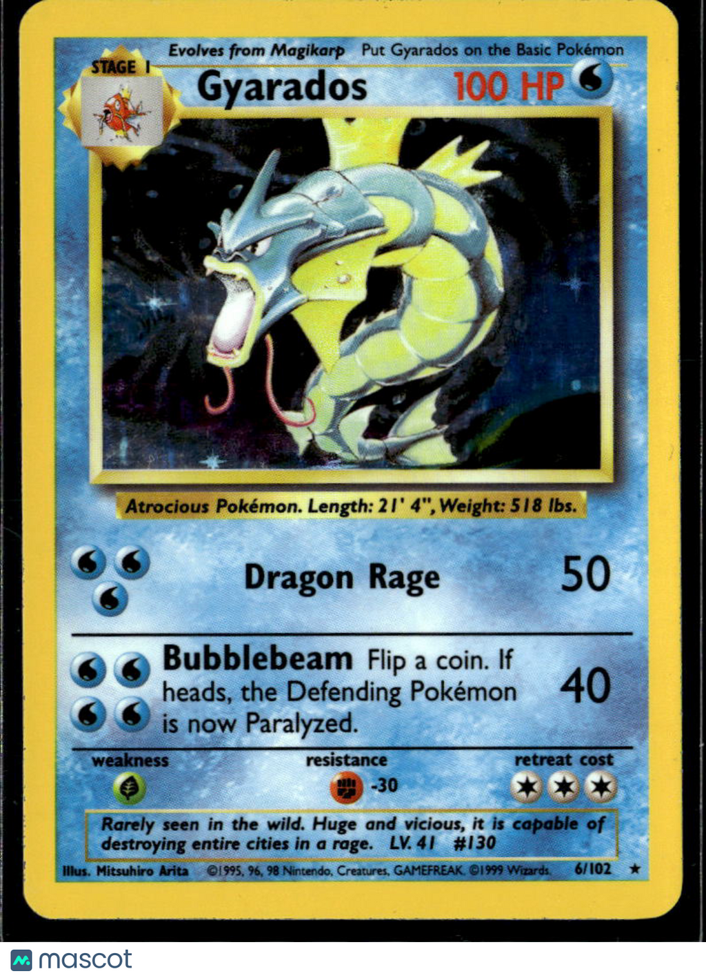 Gyarados 1999 Base Set Holo Rare #6/102