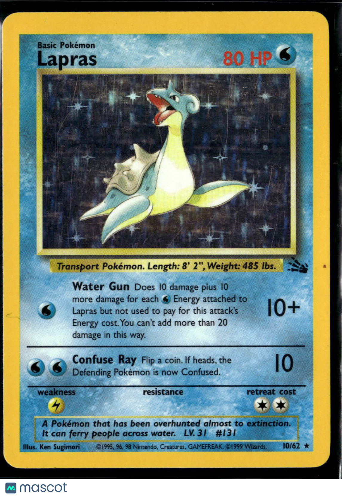 Lapras 1999 Fossil Holo Rare #10/62