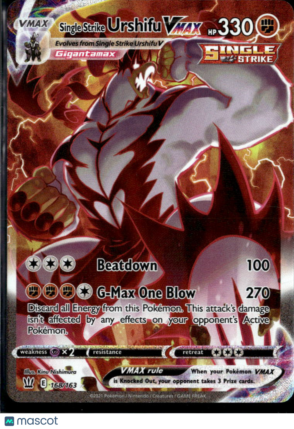 Single Strike Urshifu VMAX 2021 Battle Styles Holo Secret Rare SAR #168/163