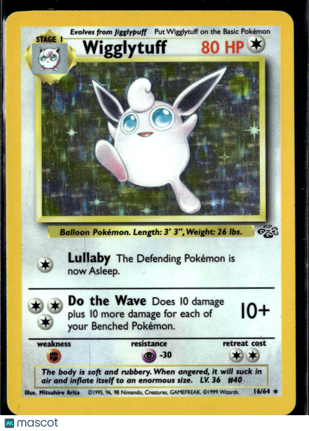 Wigglytuff 1999 Jungle Holo Rare #16/64