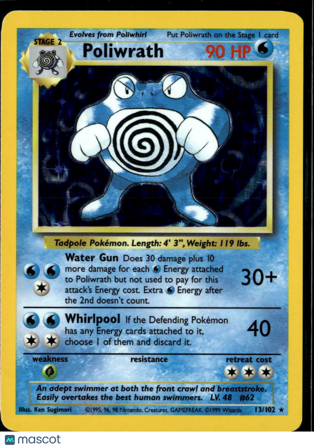 Poliwrath 1999 Base Set Holo Rare #13/102