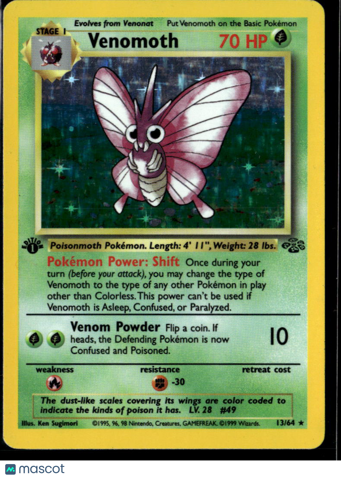 Venomoth 1999 Jungle Holo Rare 1st Edition #13/64