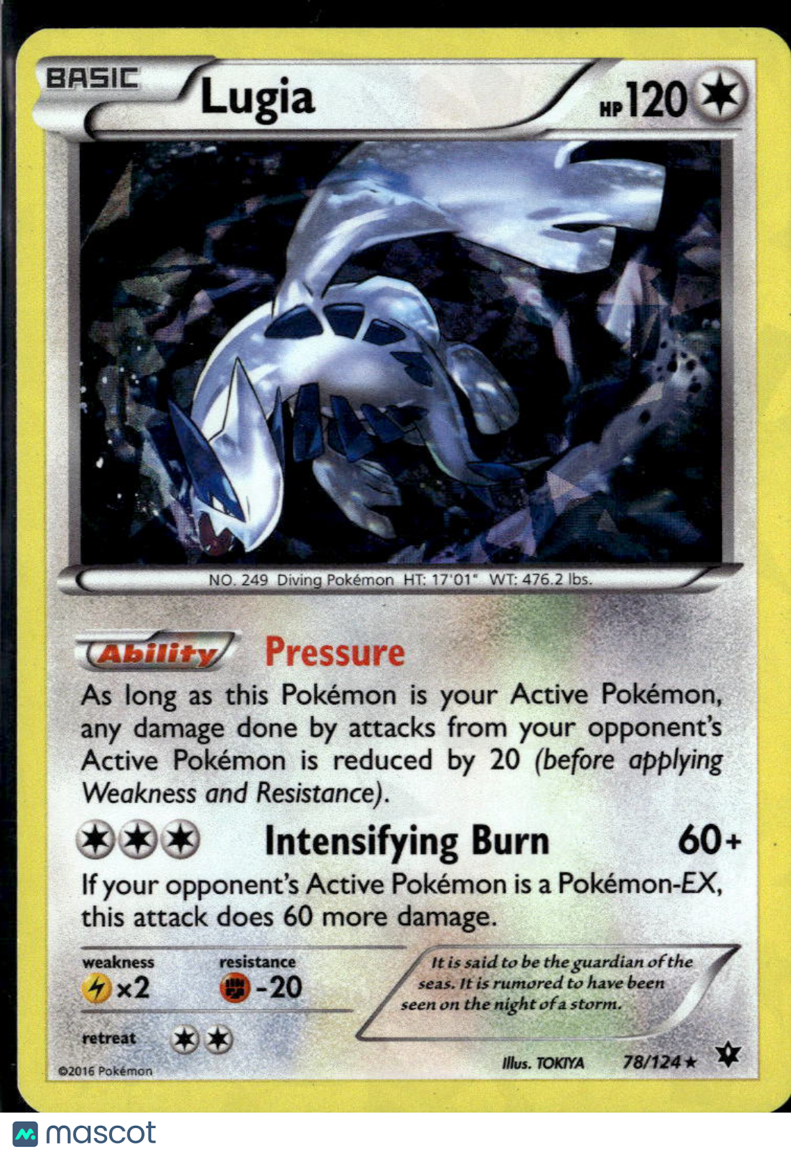 Lugia 2016 Fates Collide Holo Rare #78/124