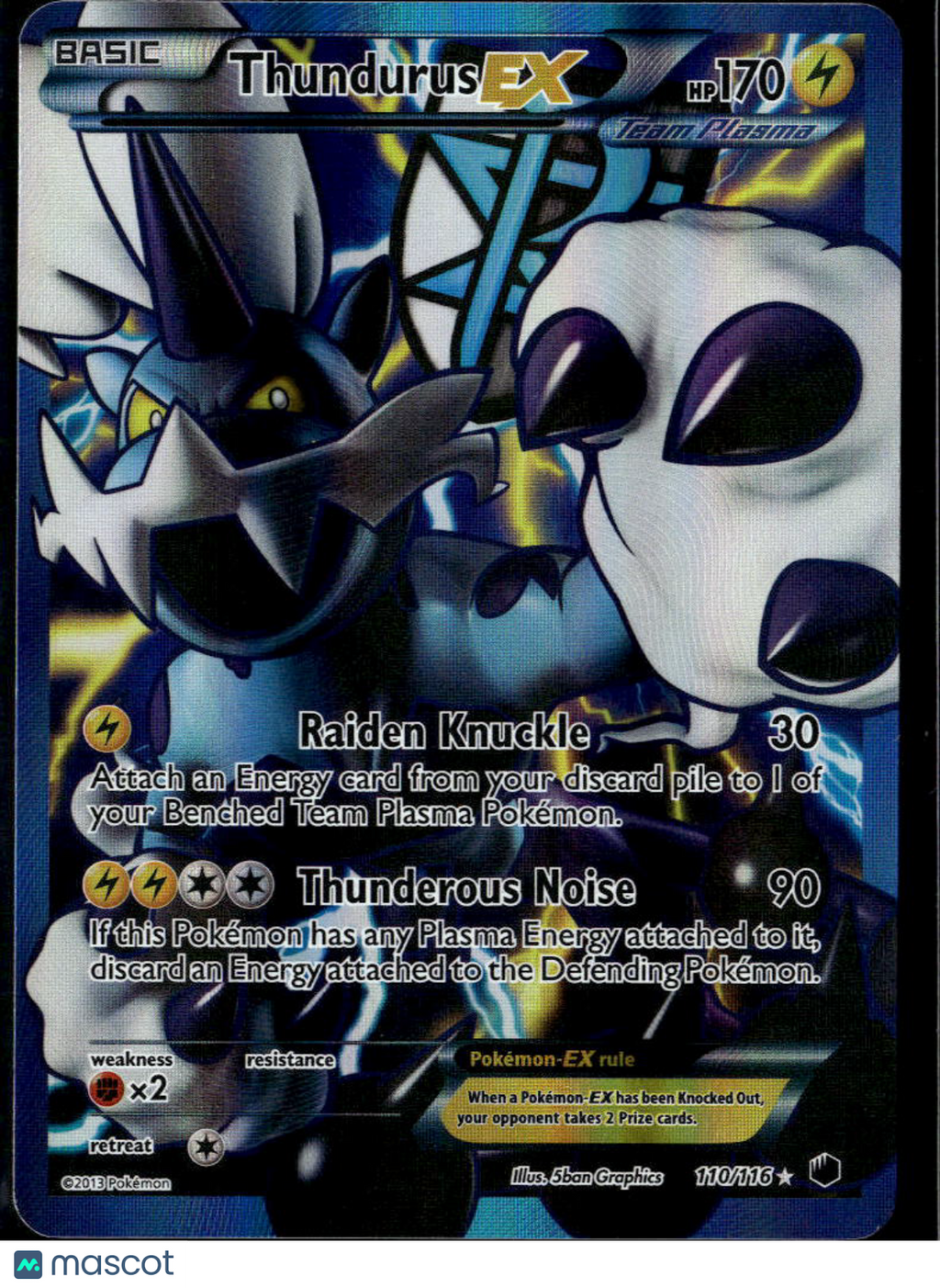 Thundurus EX 2013 Plasma Freeze Holo Rare SR FA #110/116