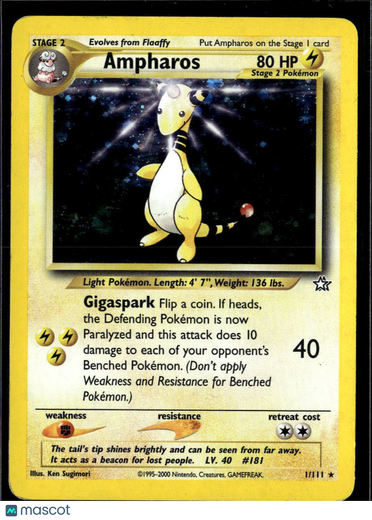 Ampharos 2000 Neo Genesis Holo Rare #1/111