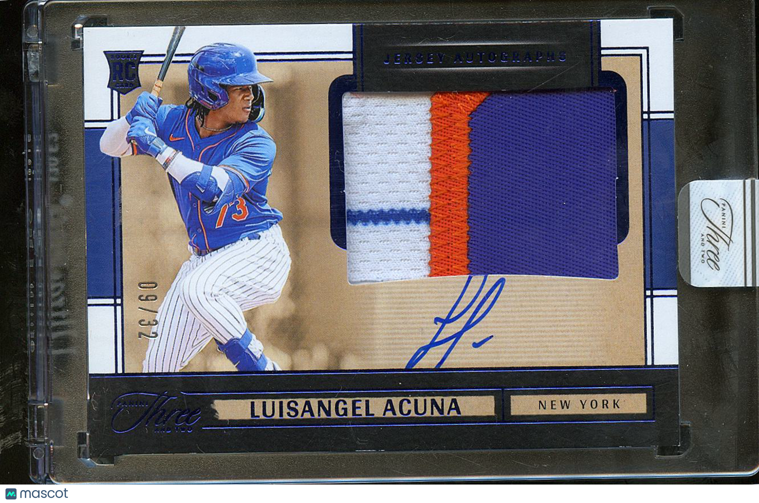 Luisangel Acuna 2025 Panini Three and Two Auto Autograph Patch RC 9/32 NY Mets