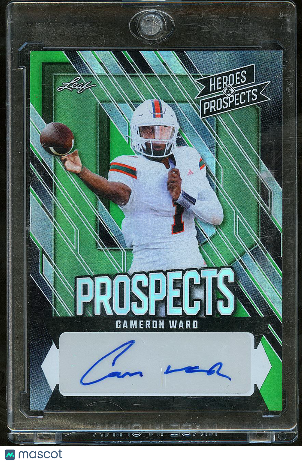 Cam Ward 2024 Leaf Heroes & Prospects Auto Autograph RC Green 6/7 Miami