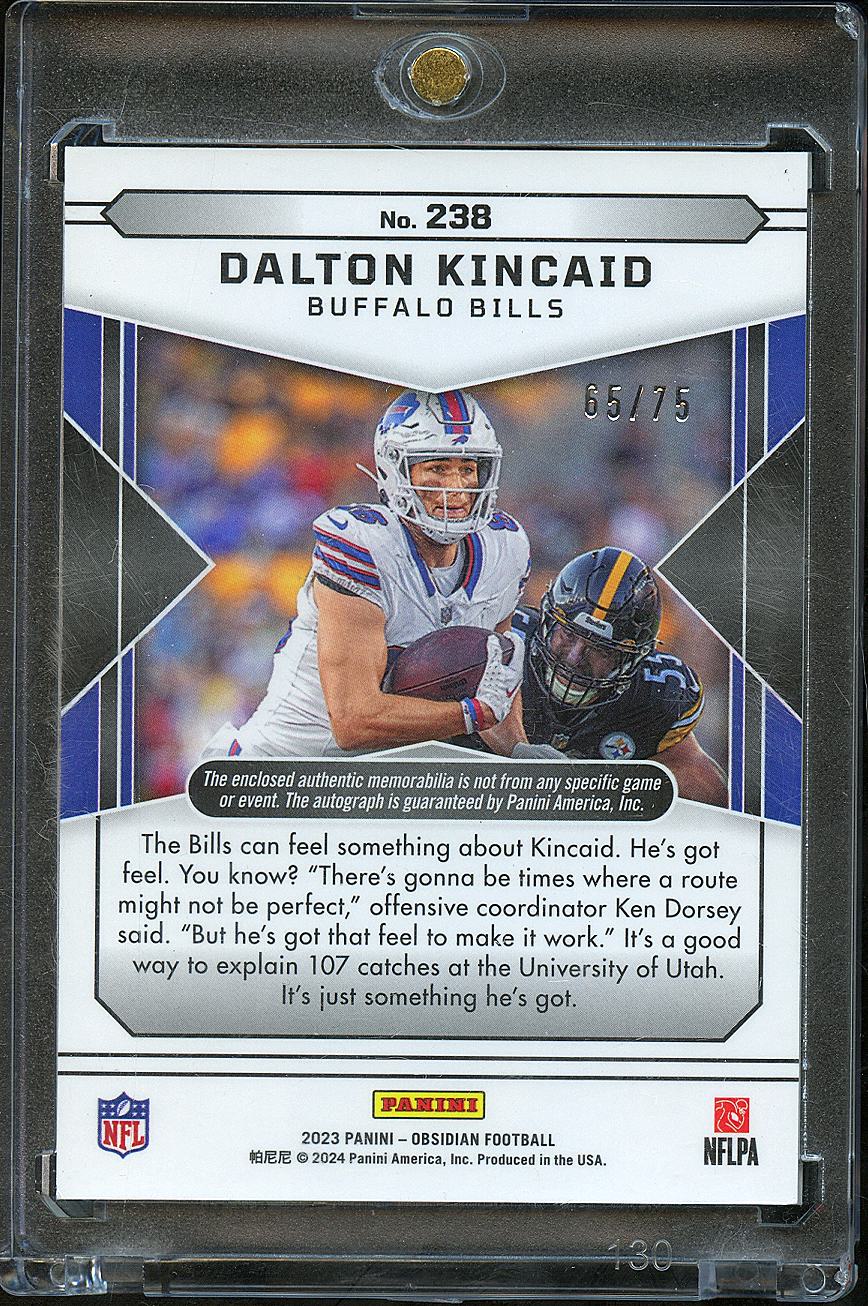Dalton Kincaid 2024 Obsidian Auto Autograph Patch RC 65/75 Buffalo Bills