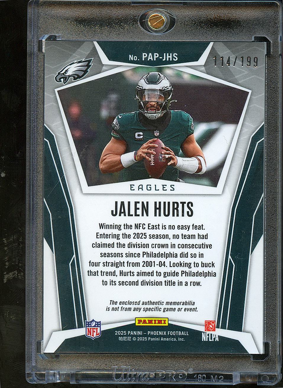 Jalen Hurts 2025 Phoenix 3 Color Jersey Patch 114/199 Philadelphia Eagles