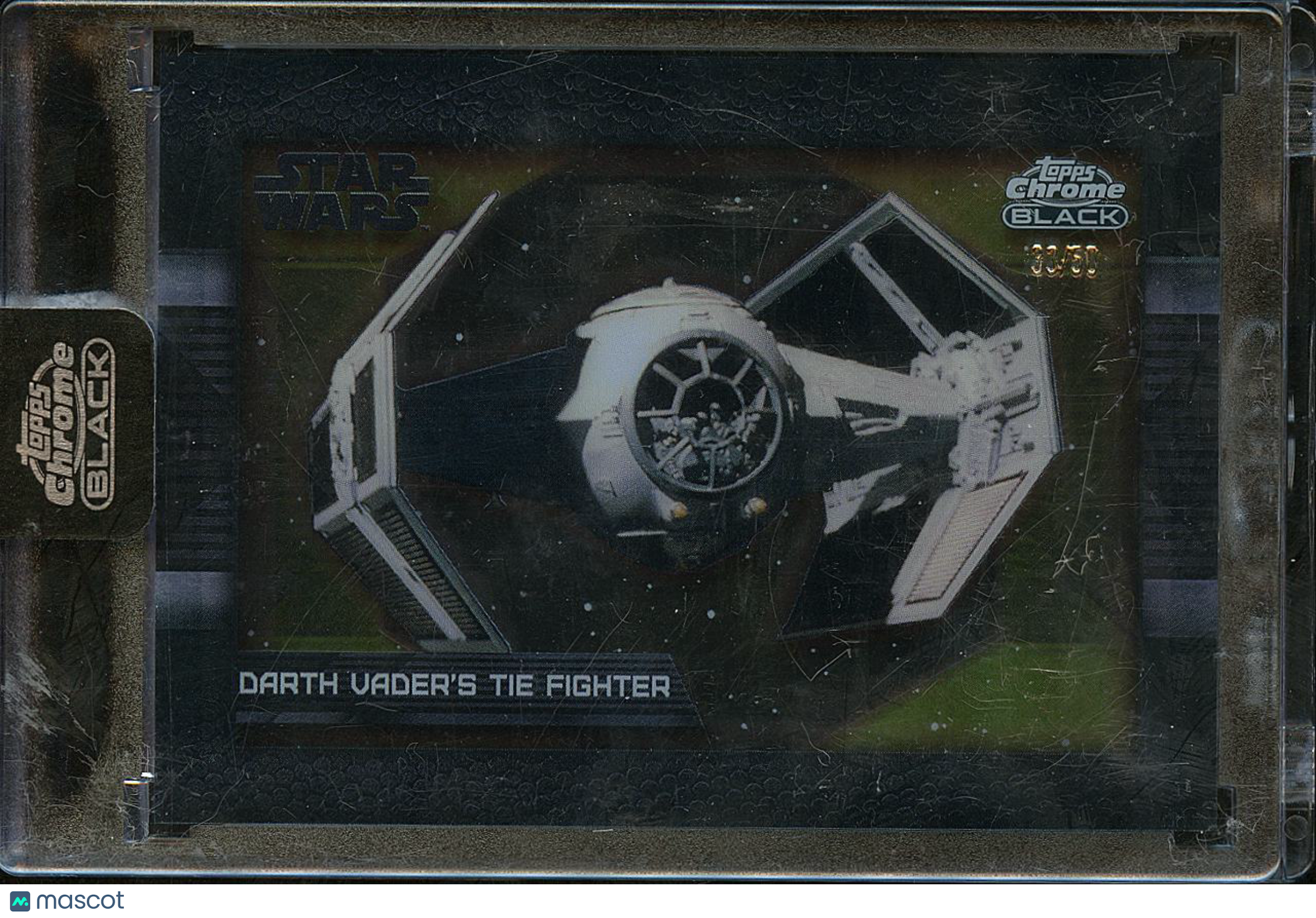 Darth Vader's Tie Fighter 2023 Topps Chrome Black Star Wars Shadowbox GOLD 33/50