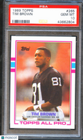 Tim Brown 1989 Topps Rookie RC Oakland Raiders #265 PSA 10