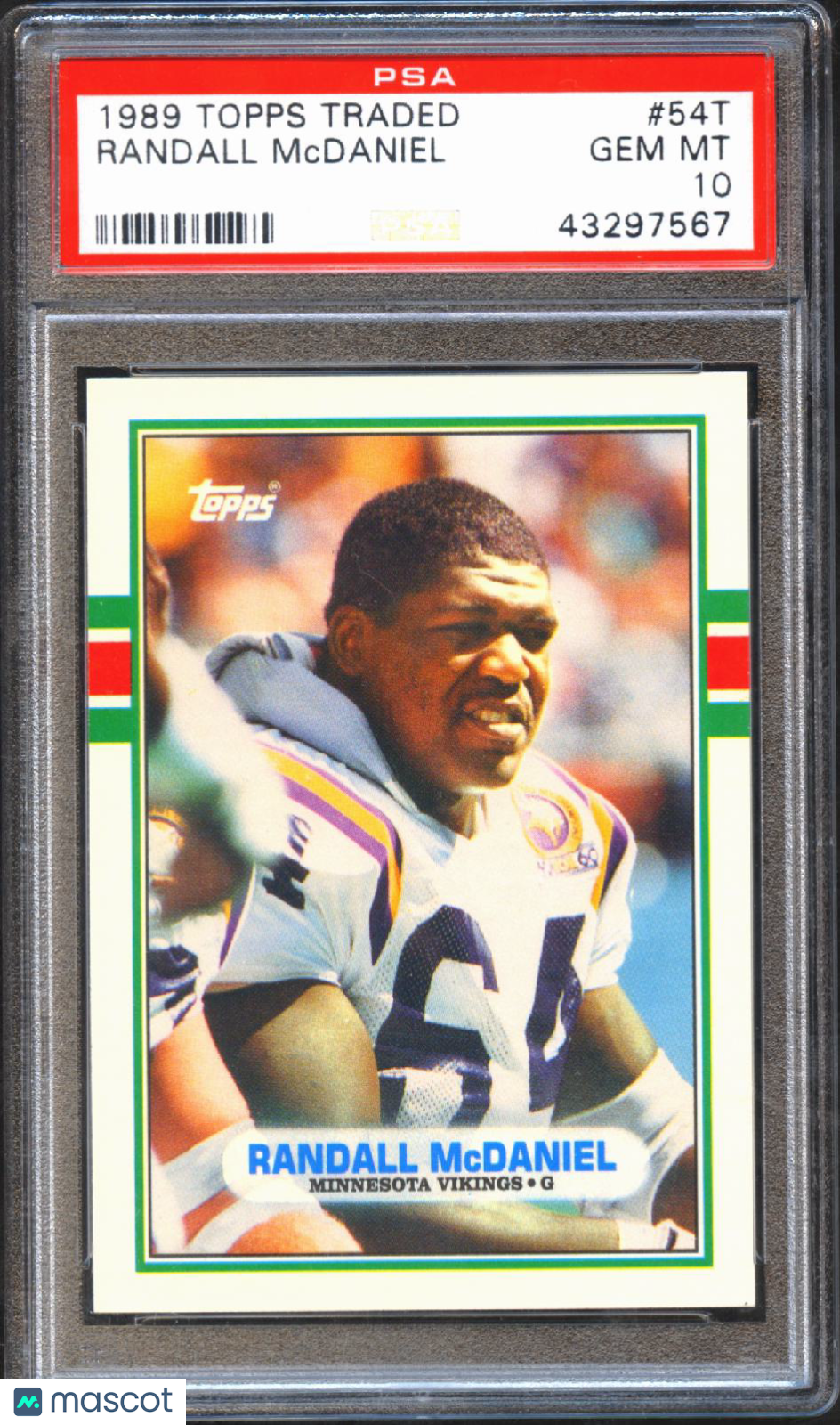 Randall Mcdaniel 1989 Topps Traded Rookie RC Minnesota Vikings #54T PSA 10