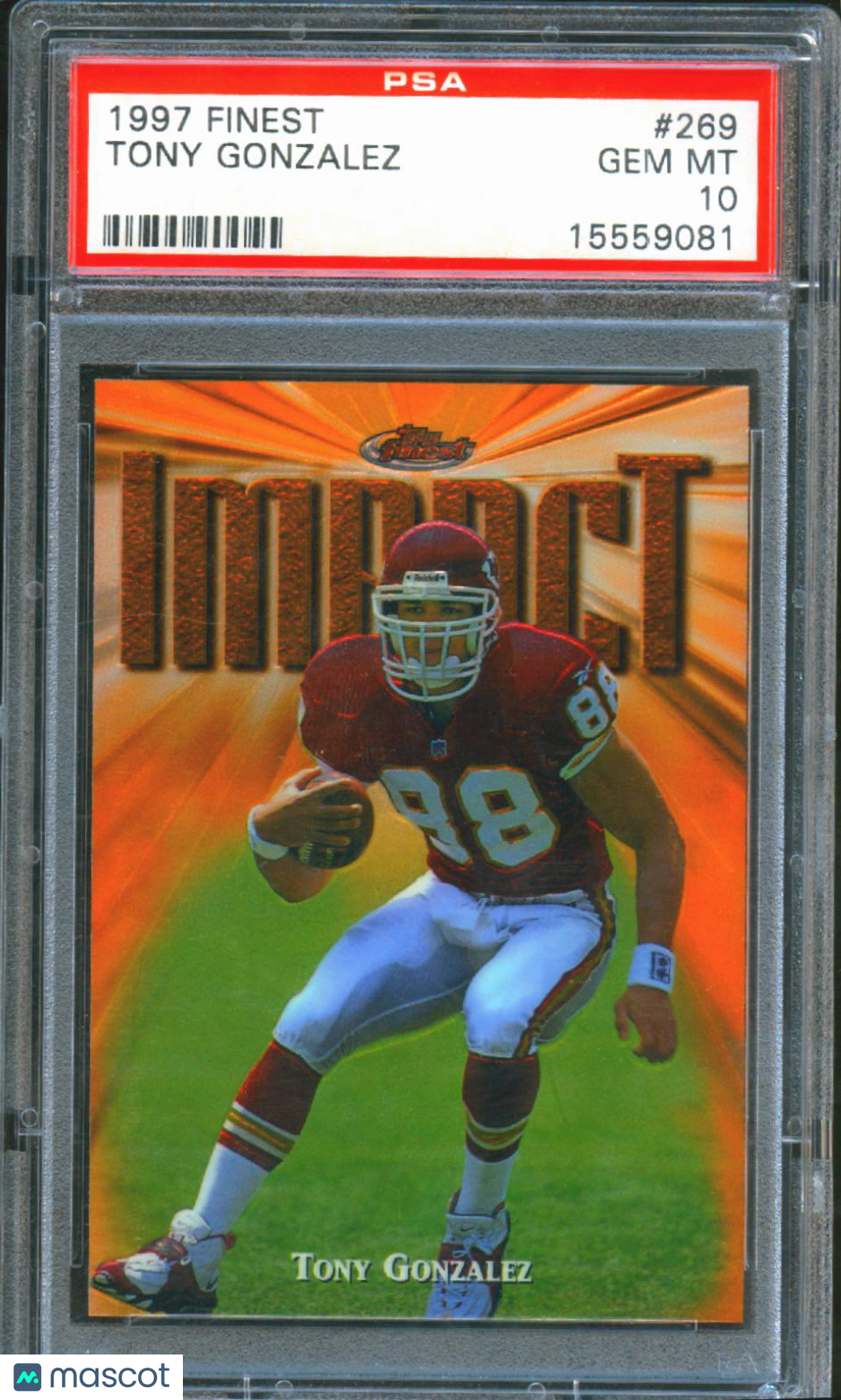 Tony Gonzalez 1997 Topps Finest Rookie RC Kansas City Chiefs #269 PSA 10