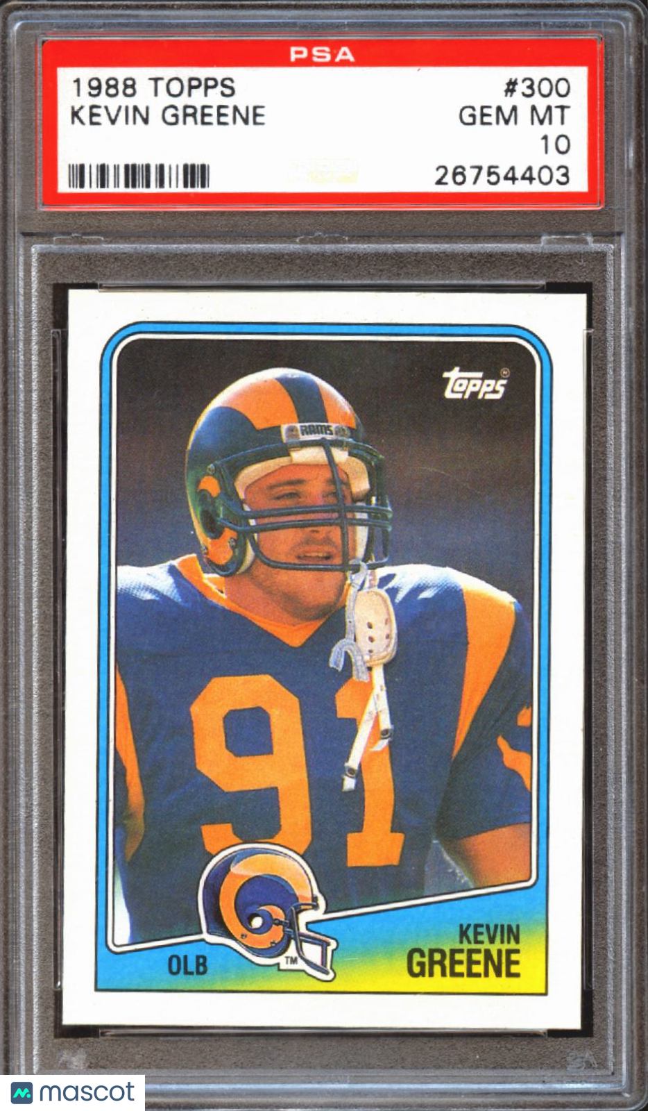 Kevin Greene 1988 Topps Rookie RC Los Angeles Rams #300 PSA 10