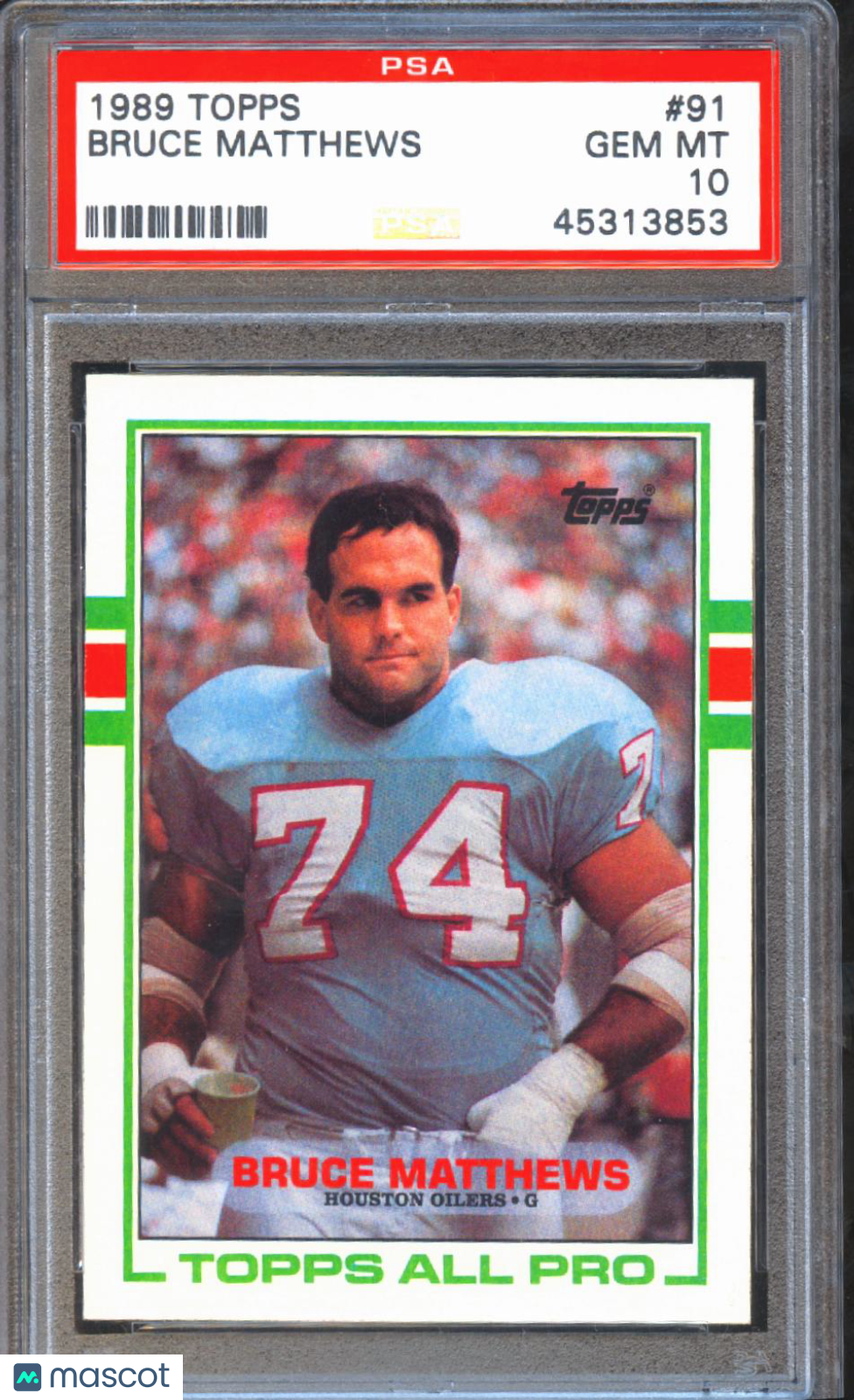Bruce Matthews 1989 Topps Rookie RC Houston Oilers Titans #91 PSA 10