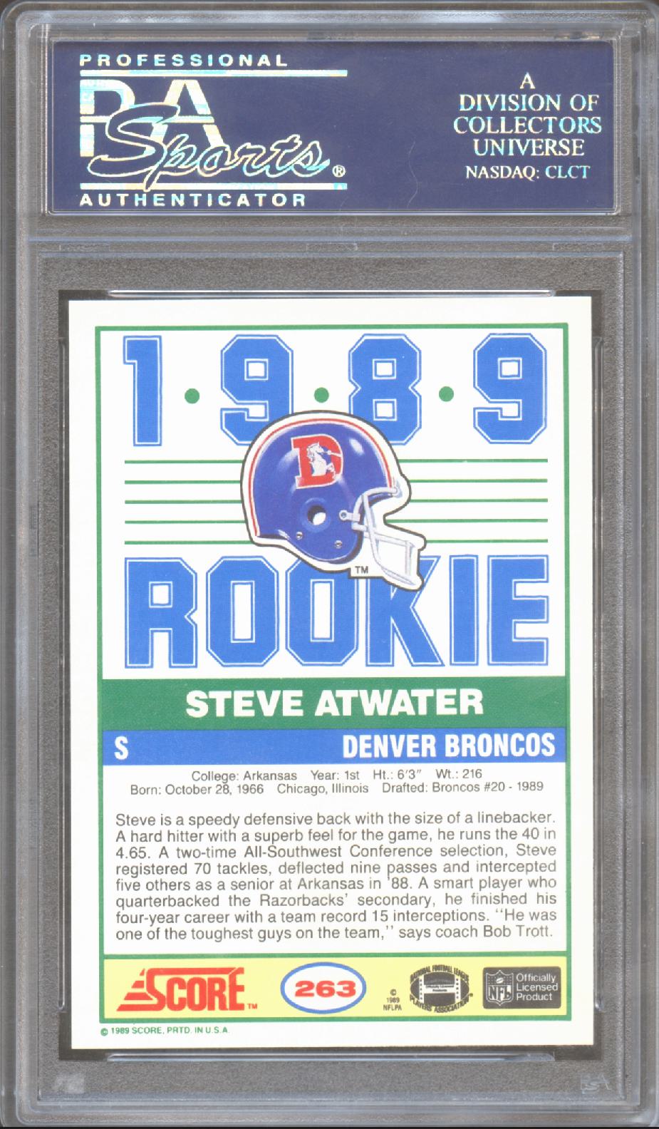 Steve Atwater 1989 Score Rookie RC Denver Broncos #263 PSA 10