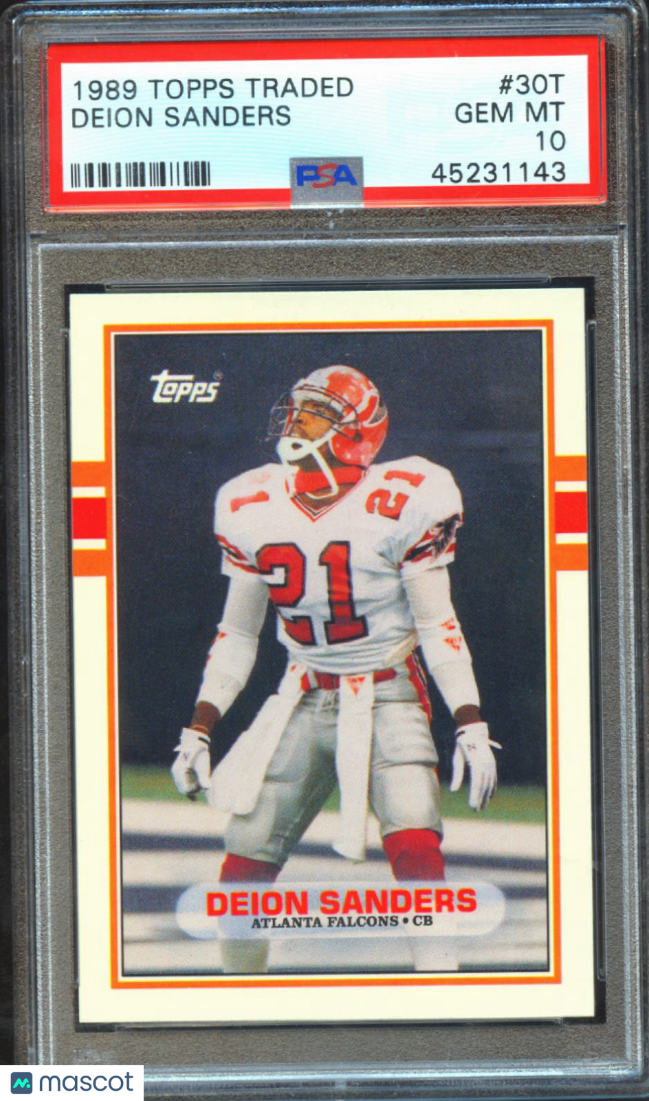 Deion Sanders 1989 Topps Traded Rookie RC Atlanta Falcons #30T PSA 10