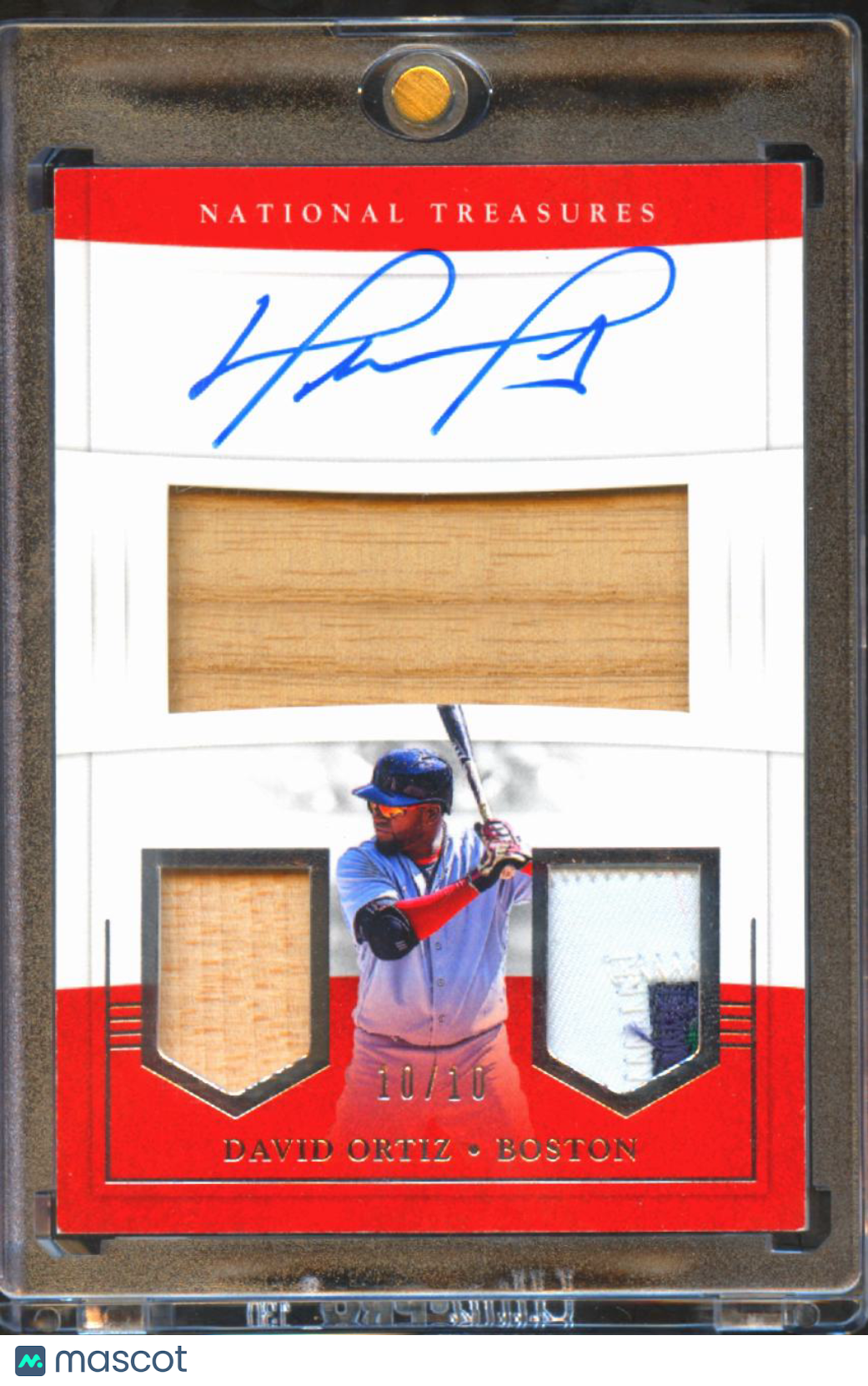 David Ortiz 2017 National Treasures Auto Autograph Game Worn Patch 10/10 Red Sox