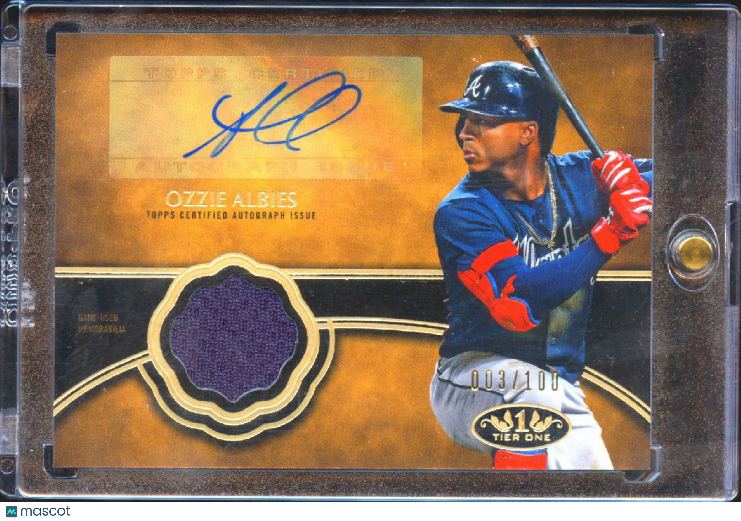 Ozzie Albies 2019 Topps Tier One Auto Autograph Patch 3/100 Atlanta Braves