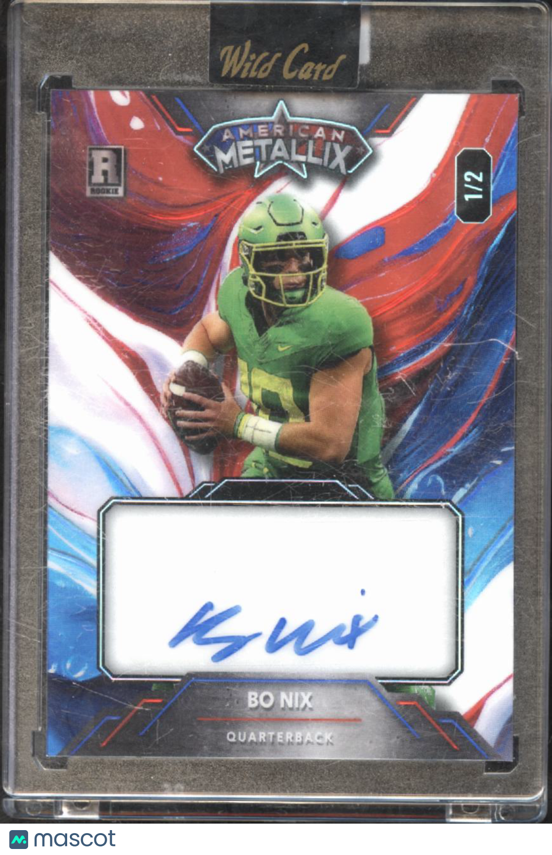 Bo Nix 2023 Wild Card American Auto Autograph Rookie 1/2 Oregon Denver Broncos