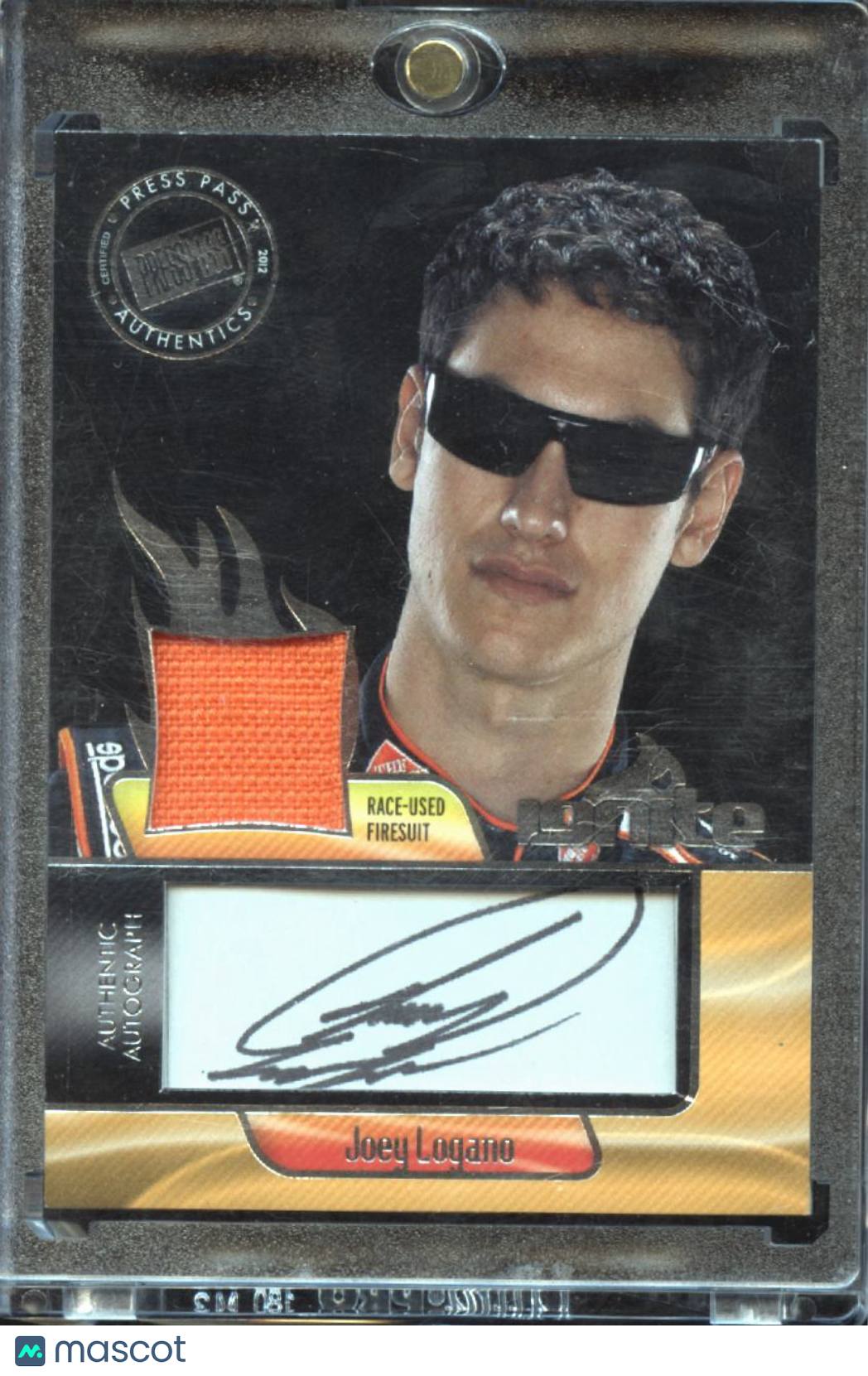 Joey Logano 2012 Press Pass Auto Autograph Race-Used Firesuit Joe Gibbs Racing