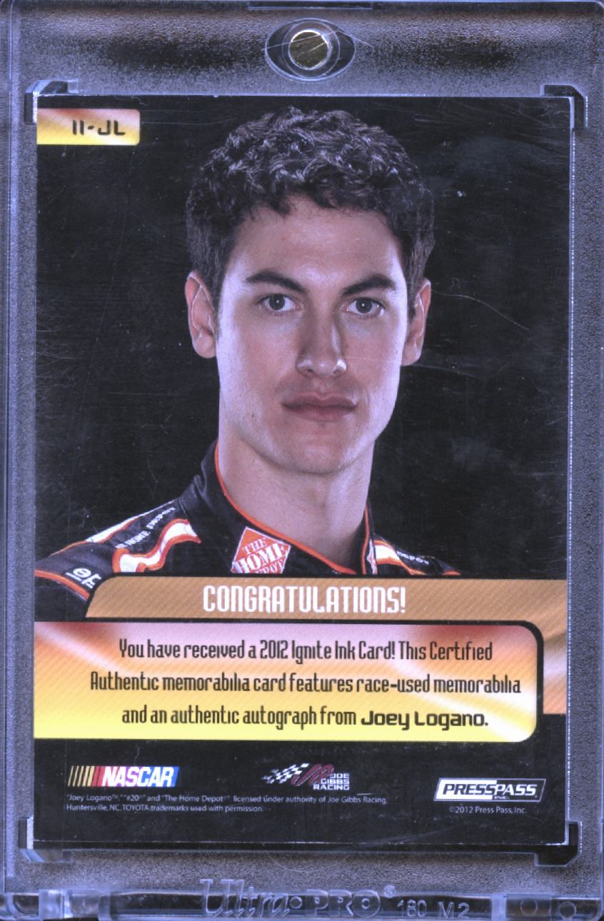 Joey Logano 2012 Press Pass Auto Autograph Race-Used Firesuit Joe Gibbs Racing