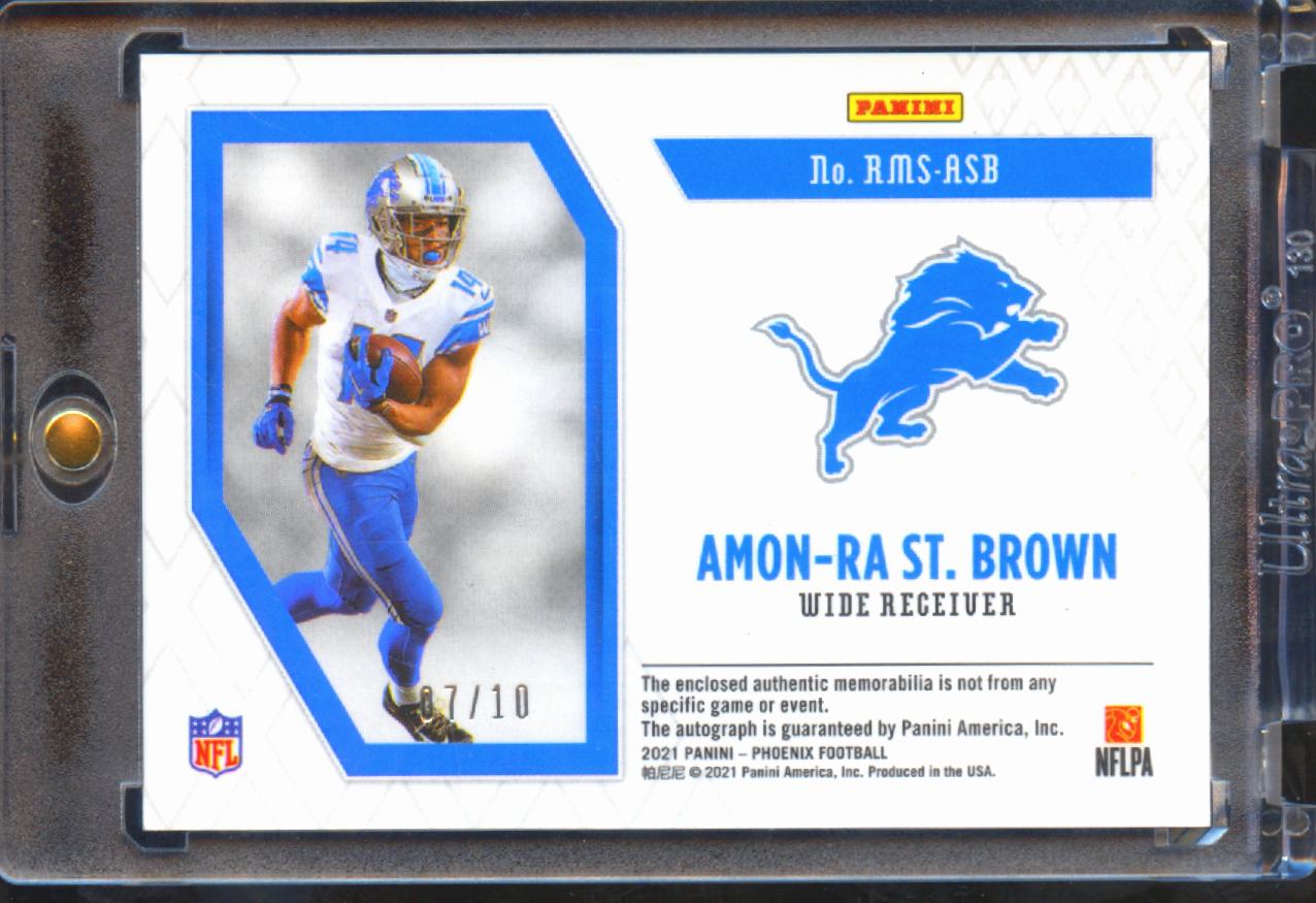 Amon-Ra St. Brown 2021 Phoenix Auto Autograph Patch Rookie 7/10 Detroit Lions