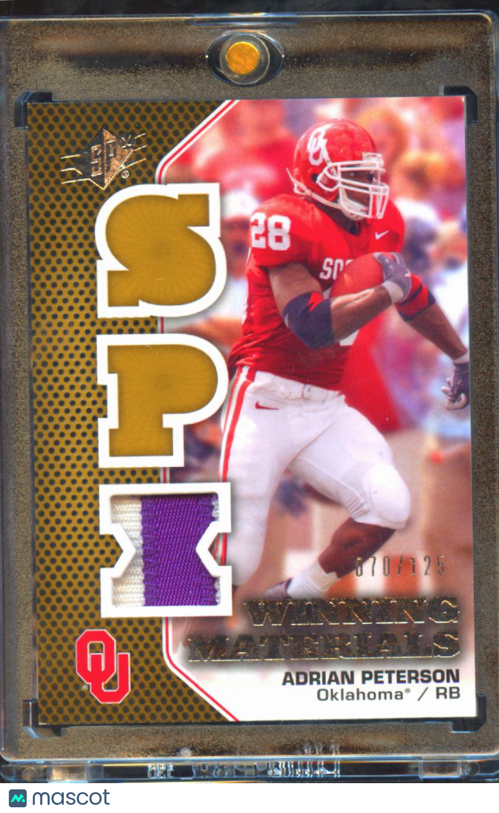 Adrian Peterson 2010 Upper Deck SPx 2 Color Jersey Patch 70/125 Vikings Oklahoma