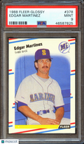 Edgar Martinez 1988 Fleer Glossy Rookie Card RC Seattle Mariners #378 PSA 9
