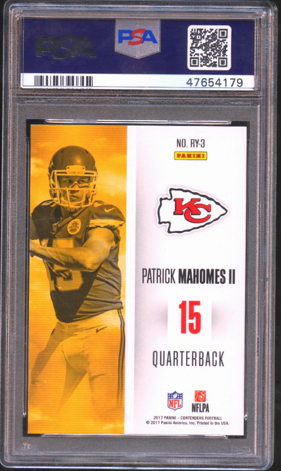 Patrick Mahomes II 2017 Contenders Rookie Of The Year RC KC Chiefs PSA 9