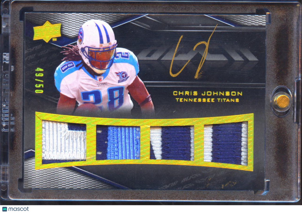 Chris Johnson 2009 Upper Deck Black GOLD Ink Auto Autograph Patch 49/50 Titans