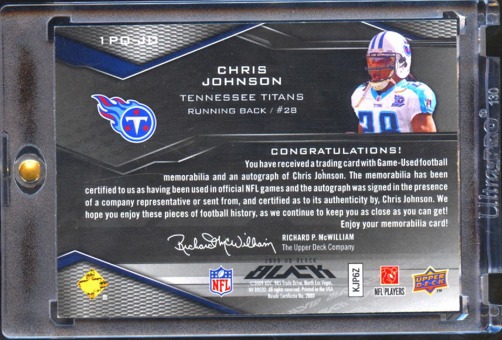 Chris Johnson 2009 Upper Deck Black GOLD Ink Auto Autograph Patch 49/50 Titans