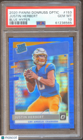 Justin Herbert 2020 Optic Rated Rookie Blue Hyper RC LA Chargers #153 PSA 10