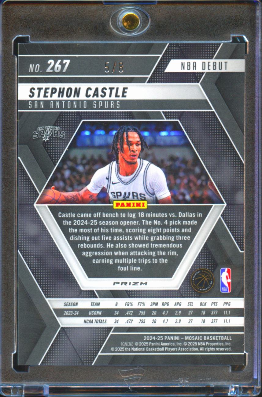 Stephon Castle 2024-25 Mosaic Black Gold Prizm Rookie RC SSP 5/8 Spurs