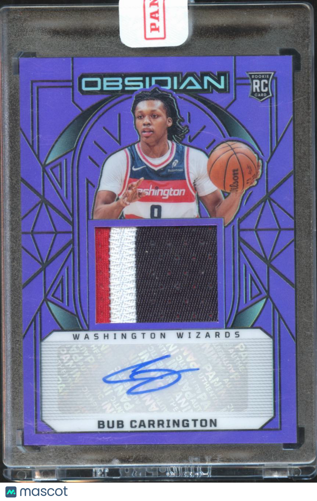Bub Carrington 2025 Obsidian Auto Autograph Patch RC 46/75 Washington Wizards