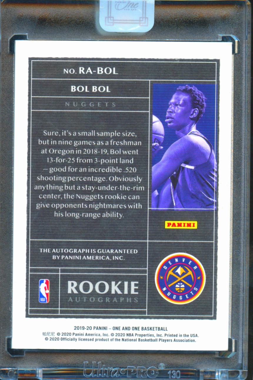 Bol Bol 2020 Panini One and One Auto Autograph RC Rookie 65/99 Denver Nuggets