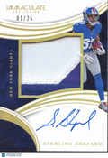 Sterling Shepard 2016 Immaculate Auto Autograph Patch RC 1/25 New York Giants