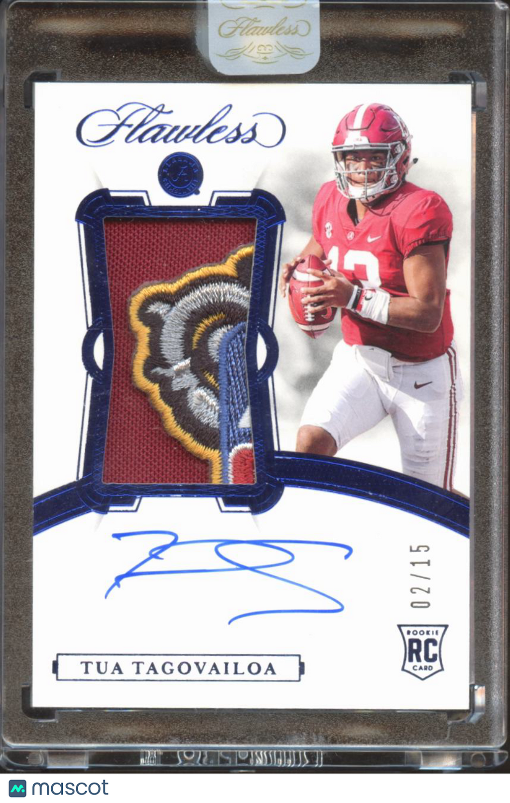Tua Tagovailoa 2020 Flawless Auto Autograph LOGO Patch RC 2/15 Alabama Tide