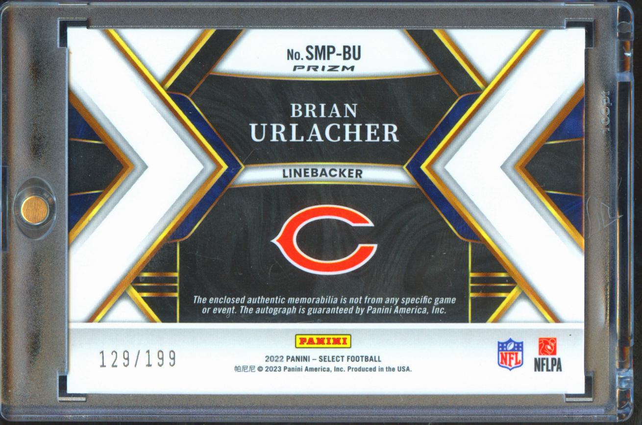 Brian Urlacher 2022 Select Auto Autograph Patch 129/199 Chicago Bears