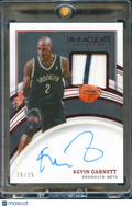 Kevin Garnett 2021-22 Immaculate Auto Autograph Game Worn Patch 15/25 Nets